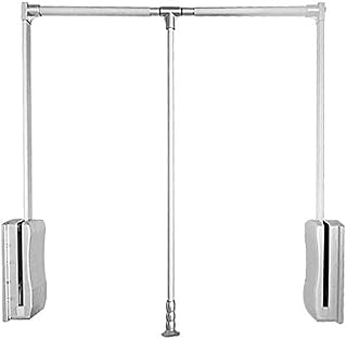 FKDEKUZI Lift/Pull Down Adjustable Width hanger,Wardrobe Removable Clothes Hanger Rail soft return (89-121cm)