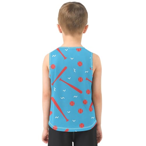 J JOYSAY Blue Baseball Bats Boys Tank Top Sleeveless Muscle Shirts Quick Dry Sport Active Workout Kids T-Shirts 3-15T3