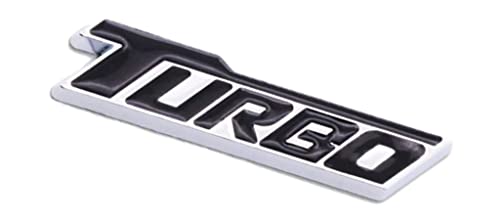 Image of 2PCS Turbo Letters Emblem 3D Metal Badge Car Body Side Sticker for Universal Cars (Black Silver)