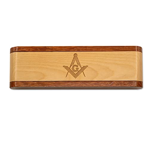 Image of Square & Compass Wooden Masonic Pen and Gift Box Set