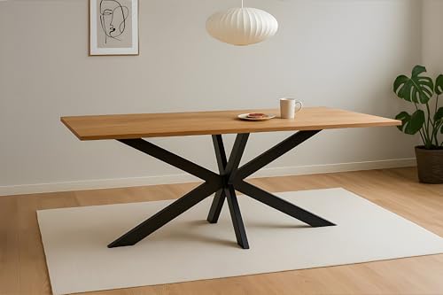 SAM Esstisch Salvador | 200 x 100 cm | Eiche massiv + geölt | Baumkante | Spider-Gestell Metall Schwarz | pflegeleichter Esszimmertisch/Küchentisch/Eichenholz-Tisch/Holztisch aus Wildeiche SAM Esstisch Salvador | 200 x 100 cm | Eiche massiv + geölt | Baumkante | Spider-Gestell Metall Schwarz | pflegeleichter Esszimmertisch/Küchentisch/Eichenholz-Tisch/Holztisch aus Wildeiche