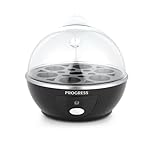 Progress EK2783P Electric Egg Boiler – Egg Cooker/Poacher/Steamer, For Soft, Medium or Hard-Boiled Eggs, Energy Efficient, Rack Holds Up To 6 Eggs, Includes Poaching Trays, Auto Shut Off, 430W