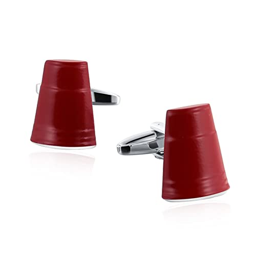 Gemelos de acero inoxidable para camisa de boda con acabado cuadrado y rojo
