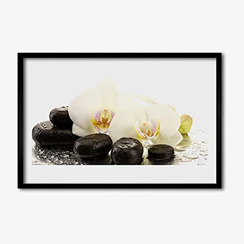 Affiche avec cadre murale salon et cuisine Pierres de Fleurs Art 60x40 cm