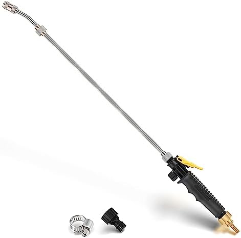 29 Inch Sprayer Wand, Adjustable Universal Sprayer Match 3/8'' Hose, Stainless Steel Replacement Sprayer Wand Built-in Shut off Valve with Hose Quick Connector and Hose Clamp (Straight,1 Pack)