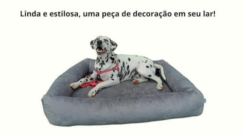 Cama Para Cachorro Grande 100x87 Cm - CINZA - 100% Lavável e Resistente - Pet Querido