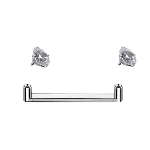 Zonabellix Surface Staple Piercings Prong-setting Titanium Surface Tragus Piercing Jewelry 12mm Barbell 4mm CZ
