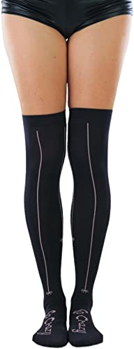 Image of ToBeInStyle Women's Spiderweb & Crawling Spider Print Hosiery Tights & Thigh High Stockings