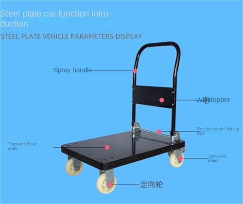 Carretilla Plataforma Plegable con Ruedas Grande y Mango Metal miniatura 6