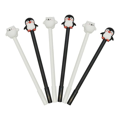 20 bolígrafos gel de animalitos pingüino y oso polar negro 0.5 mm