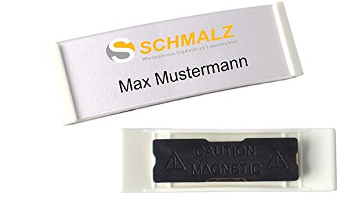 Plaque-adresse avec aimant galbé en plastique blanc 70x20 mm pour l'identification de bureaux