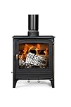 Mazona Warwick Multi Wood & Fuel Fireplace - 8kW | Freestanding Steel Wood Burner & Smokeless Fuel Burning Stove Heater with Airwash System | Eco Emissions, DERFA Approved | Matte Black