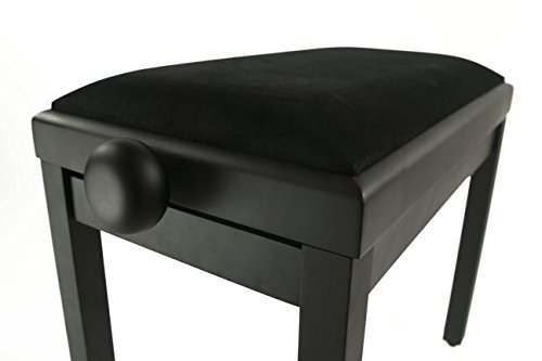 Gearlux Adjustable Piano Bench with Smooth Velvet Top - Black Matte - Thumbnail 4