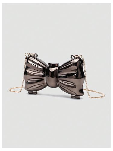 Image of QWINEE Women Mini Clutch Bowknot Cocktail Evening Bag Chain Strap Solid Mini Crossbody Bag for Party