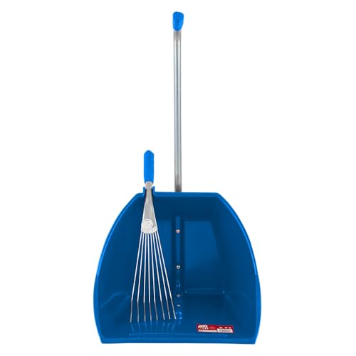Red Gorilla Blue 80cm Big TIDEE with Short Metal Rake Horse Manure Shovel Scoop Multi Purpose Large Lightweight Dustpan for Paddock Stable Horsebox Equestrian or Garden Waste Leaf Rake