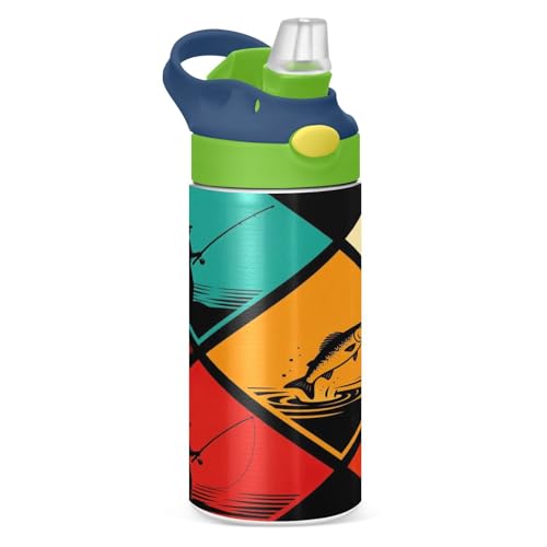 Miaozhen 12 OZ Kids Stainless Steel Water Bottle with Straw