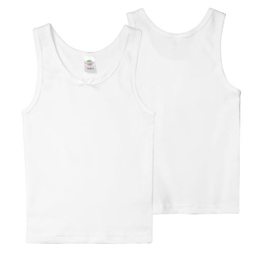 Valair Girls Comfy Undershirt 100% Cotton Sleeveless Camisole White Tank Top Comfortable