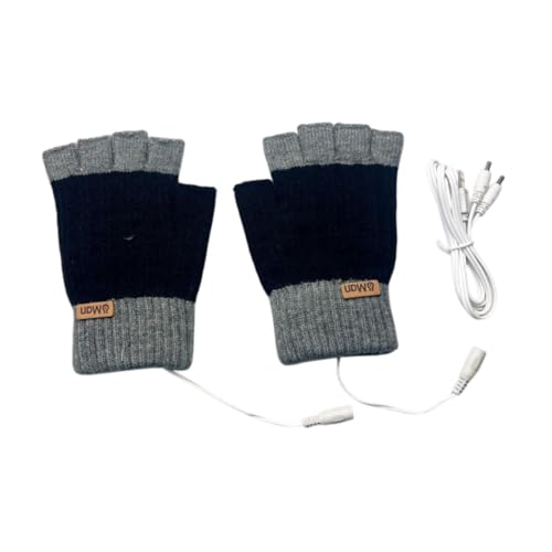 USB Heated Gloves Fingerless Electric Heating for Computer Gaming Office Work Typing Winter Hand Warmers- Black
