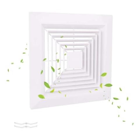 White (1 Piece 12" x12"Inch） Bathroom Exhaust Fan Cover with Spring, Square Ceiling or Wall Mounted Exhaust Fan, Ceiling Fan, Grille, Air Diffuser, Diverter Ventilation Hood, Replacement Accessories Cover