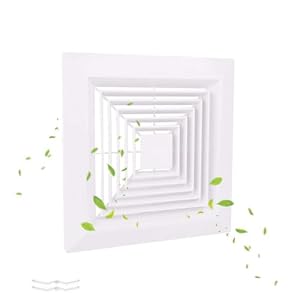 White Cover 1 Piece 12″ x12″Inch Bathroom Exhaust Fan with Spring Suitable for Wall Mounted or Ceiling Square Exhaust Fan Air Diverter Bathroom Exhaust Fan Cover Grille Replacement Accessory