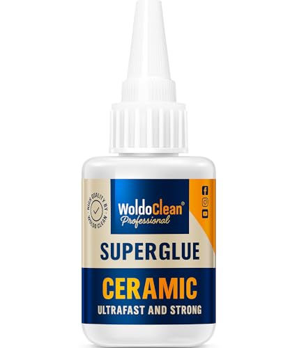 WoldoClean Sekundenkleber für Porzellan & Keramik 25g - Spülmaschinenfest & Lebensmittelecht, Extra Starker Kleber für Tassen, Vasen, Steingut & Figuren, Transparent Trocknend