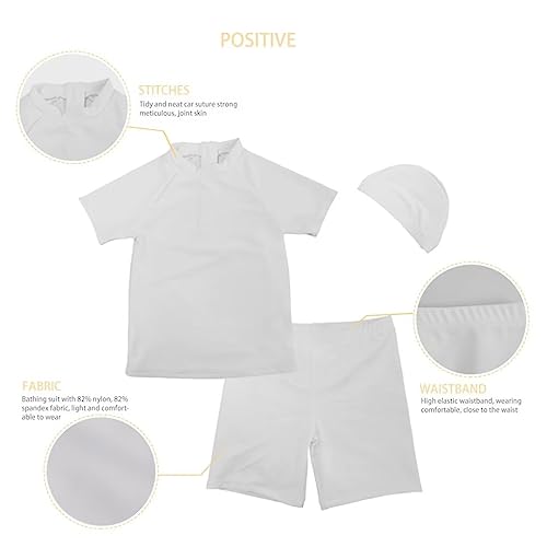 Youngerbaby Boys Swim Wear Rash Guard Swimsuits Kids Short Sleeve Sunsuit Sets with Swimming Cap…3
