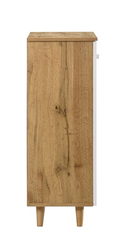 Image of DeckUp Amari 2-Door Engineered Wood Shoe Rack (Wotan Oak & White, Matte Finish)
