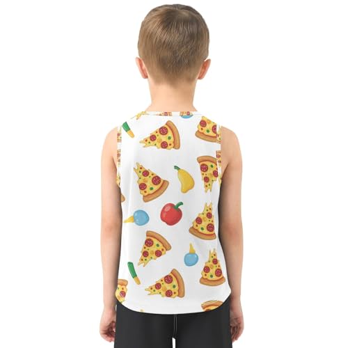 J JOYSAY Cartoon Pizza Chili Boys Tank Top Sleeveless Muscle Shirts Quick Dry Workout Active Sport Kids T-Shirts 3-15T3