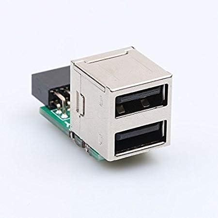 Zeffcon - Hot USB 2.0 9 Pin Female 2 Port A Female Adapter Converter Motherboard PCB Board Card Extender Internal PC
