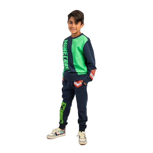 Minecraft Block Character and Title Logo Oversized Graphic Youth Sweatshirt and Joggers 2-Piece Set3