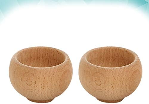 EXCEART 2pcs Sensory Bin Tools Montessori Wooden Toys Blank Tea Bowl Toy Pretend Play Kitchen Soup Bowl Fine Motor Skills Development Toys for Toddlers Education Supply