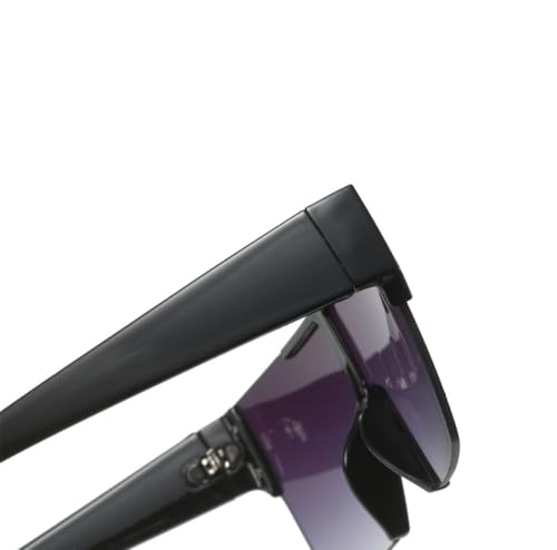 Lunettes de soleil sans monture UV400 carré miroir argenté grand format pour été