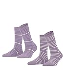 ESPRIT Damen Fine Stripe 2-Pack Socken Biologische Baumwolle Schwarz Blau viele weitere Farben verstärkte Damensocken mit Muster atmungsaktiv bunt mit Streifen im Doppelpack 2 Paar