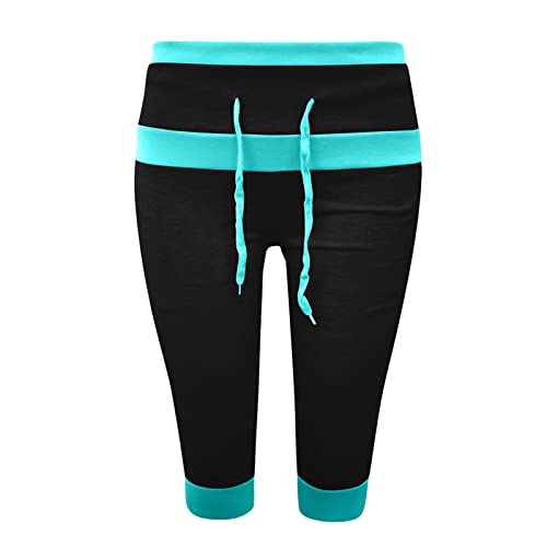 Hgps8W Womens Plus Size Colorblock Capri Yoga Pants Drawstring Cropped Joggers Sweatpants Comfy Lounge Pants With Pockets #TOP3