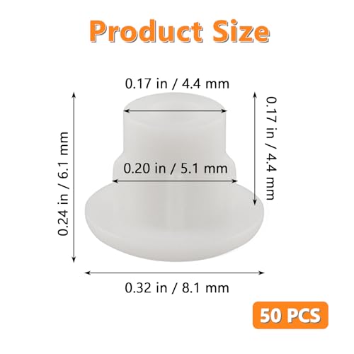 Image of 50Pcs 3 /16 inch Plastic Hole Plugs, Snap in Shelf Hole Plugs, White Drilling Cover Plugs for Cabinet Cupboard Shelves