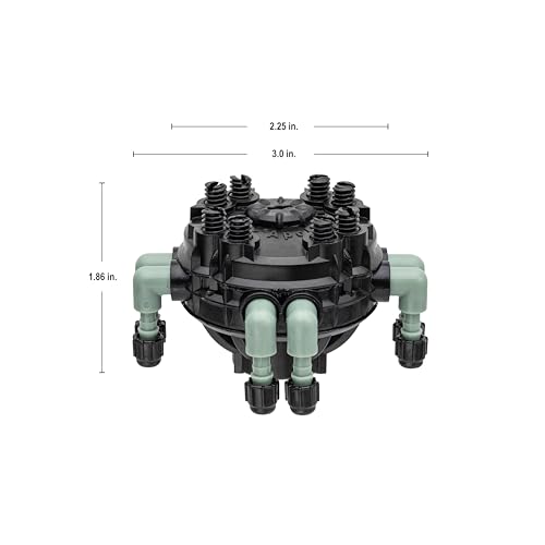 Distribuidor de riego regulable Orbit 61008 de 8 puertos para control preciso en microtuberías 3