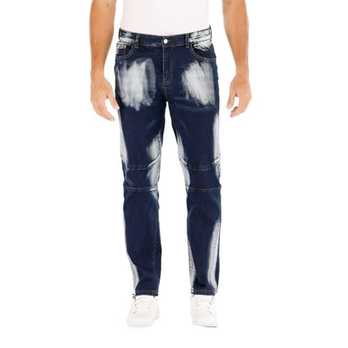 Jeans Pants Trousers Denim Stretch Slim Fit Spray Paint Dots Personalized Graffiti Retro Blue Trendy Street Casual Commuting Straight Leg for Men(Dark Blue,29)3