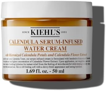 Kiehl's Calendula Serum-Infused Water Cream, Soothing Lightweight Gel Moisturiser with Calendula Flower Extract and Concentrated Calendula Serum, Hydrating Daily Moisturiser, All Skin Types