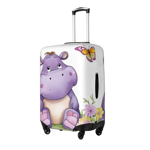 Luggage Cover Protector Washable Stretch Suitcase Protector Butterfly and hippo Suitcase Cover Anti-Scratch Travel Baggage Covers Fits 18-32 Inch Luggage Protectors, Large, Black2