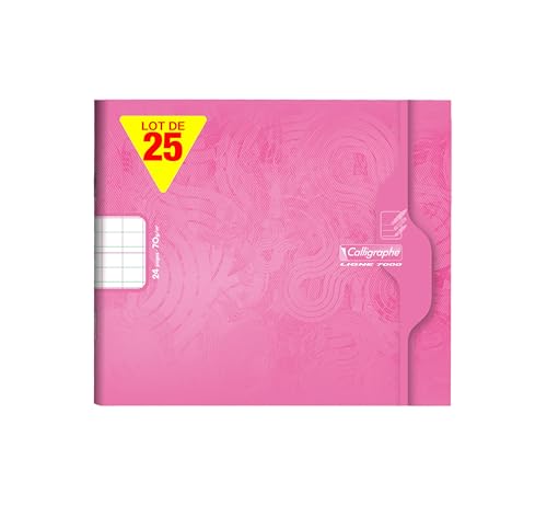 Clairefontaine 7703Cpack - Pack of 25 Exercise Books - Calligraphe Notebook, 17 x 14.7 cm, 12 Sheets, Double Line 3 mm IV, 70 g, Pink, 1 Pack image 4