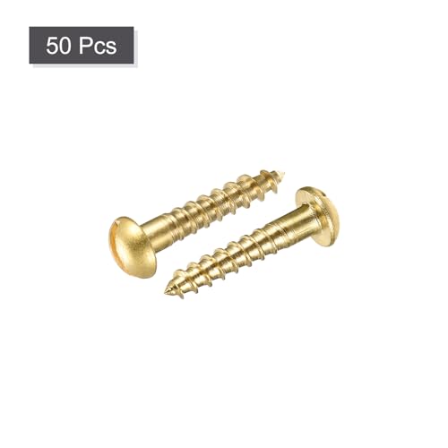 uxcell Tornillos para madera M3 x 16mm Cabeza redonda ranurada Latón Tornillo autorroscante 50 piezas miniatura 3