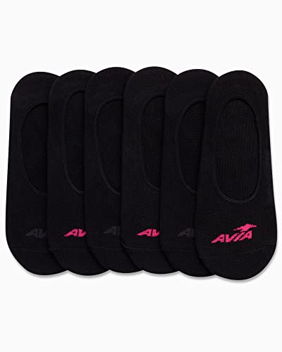 Avia Women's Low Cut Socks, 6-Pack - Performance Stretch Athletic Socks for Women (4-9), Size 4-9, Pure Black2