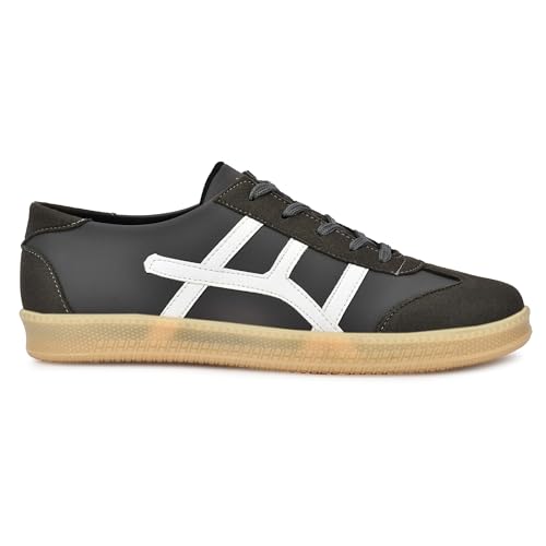 Image of Leatherkraft Men Low-Top Lace-Up Sneakers Grey