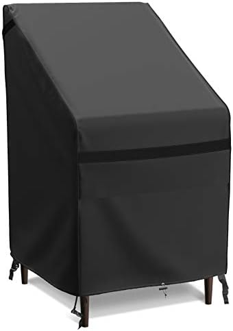 MR. COVER Stackable Patio Chair Cover, Fits 4-6 Stackable Dining Chairs, 28W x 36D x 45 H Inches, Waterproof & UV-Protection, Classic Black