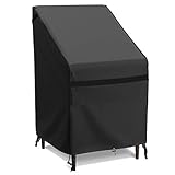 MR. COVER Stackable Patio Chair Cover, Fits 4-6 Outdoor Stackable Chairs, 28W x 36D x 45 H Inches, Waterproof & UV-Protection, Classic Black, Nuit Series