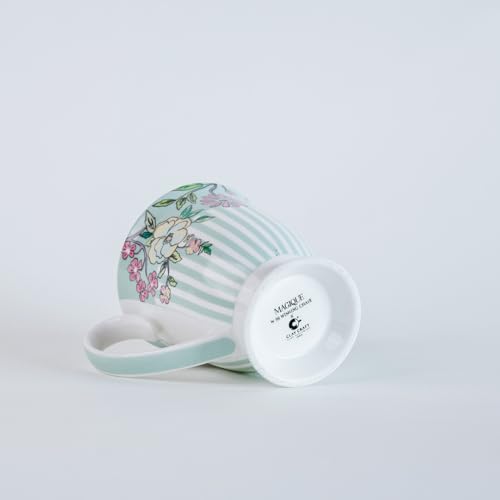 Image of Clay Craft x Magique by The Wishing Chair : Trellis Happy Days Ceramic Coffee Mug - 300 ml | Handcrafted Floral Cup | Elegant Lightweight Coffee Mug | Microwave & Dishwasher Safe | Tea Mug