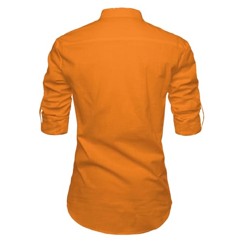 Image of Men's Full Sleeve Beige Color Cotton Blend Spread Slim Fit Shirt Style Kurta for Men and Boys