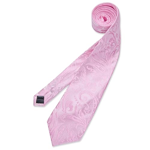 Image of DiBanGu Mens Paisley Tie Set Silk Woven Jacquard Necktie and Pocket Square Cufflinks Gift Set for Wedding Bussiness