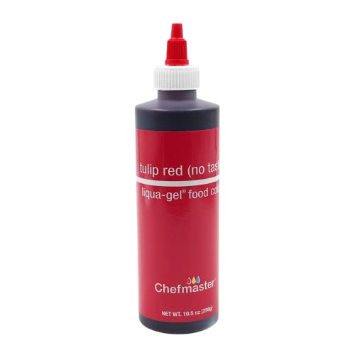 Chefmaster Tulip Red Liqua-Gel® Food Coloring | Vibrant Color | Professional-Grade Dye For Icing, Frosting, Fondant | Baking & Decorating | Fade-Resistant | Easy-To-Use | Made In Usa | 10.5 Oz #TOP16