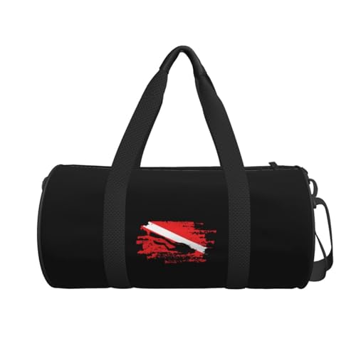 Scuba Diving Flag Travel Luggage Duffel Bag Sports Rolling Foldable Duffel Bag, Black3
